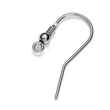 Earrings hooks, sterling silver, BO 3*PT - Platinum Plated