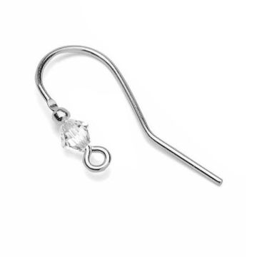 Ear wires with Preciosa crystal, sterling silver 925, BO 11 CRYSTAL 0,8x4x25 mm