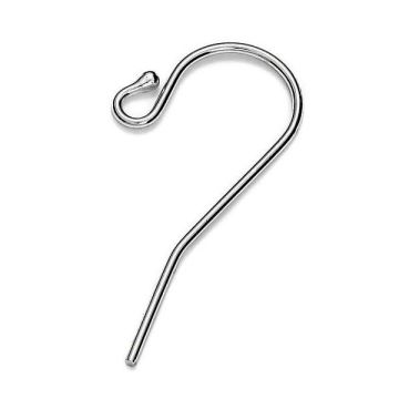 Open ear wire, sterling silver 925 - BO 14 0,8x12,5x26 mm*PT - Platinum Plated