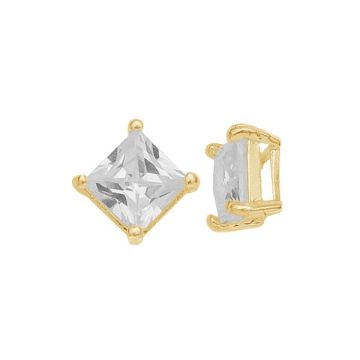  Pandantiv - co? cu zirconiu pătrat 6x6mm*ag argint 925* placat cu aur de 18K (galben deschis) - 0,4 µm