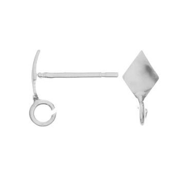 Stud earring with a plate and a hanging ring* silver AG 925