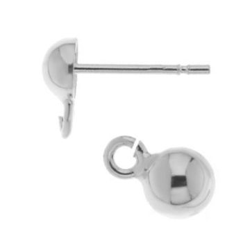 Stud earring with SKR metal plate and hanging ring * AG 925 silver