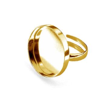 Round cabochone ring, resin base, sterling silver 925, U-RING FMG-R 3x20 mm*24K - Gold Plated - 0,4 µm