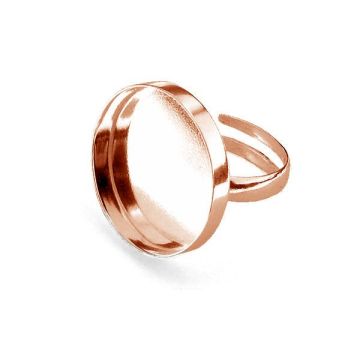 Round cabochone ring, resin base, sterling silver 925, U-RING FMG-R 3x20 mm*18K - Rose Gold Plated - 0,4 µm