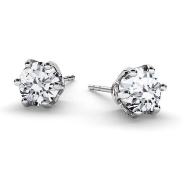 Earrings - round zircon 6mm, sterling silver 925, KLSG 01784 6x16 mm