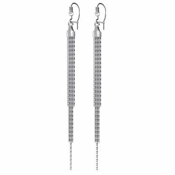 Long chain earrings, sterling silver 925, KLB 01855 6x128 mm*PT - Platinum Plated