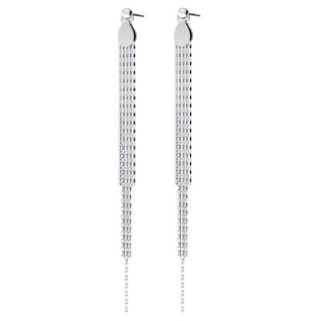 Long chain earrings, sterling silver 925, KLS 01855 6x116 mm