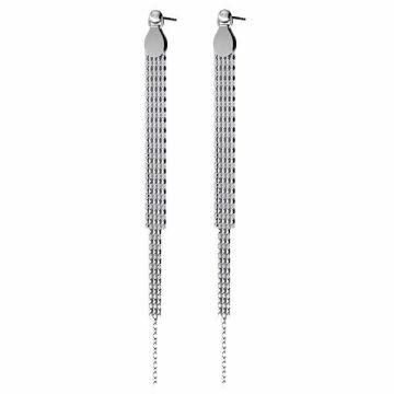 Long chain earrings, sterling silver 925, KLS 01855 6x116 mm *PT - Platinum Plated