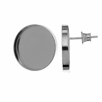 Earrings, resin base, sterling silver 925, KLSS FMG-R 2,8x18 mm*PT - Platinum Plated