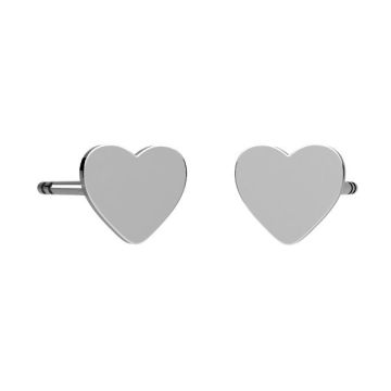 Heart earrings, sterling silver 925, KLSG KSZ-25 5x6x11 mm*PT - Platinum Plated