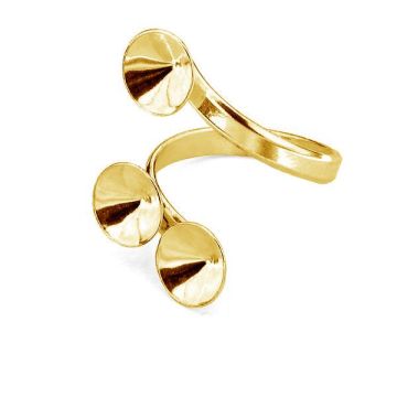 Ring setting for Swarovski Xirius Chaton - T-RING OKSV 1088 8 mm x3 (1088 SS 39)*24K - Gold Plated - 0,4 µm