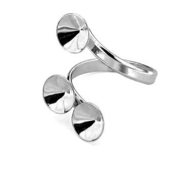 Ring setting for Swarovski Xirius Chaton - T-RING OKSV 1088 8 mm x3 (1088 SS 39)*PT - Platinum Plated