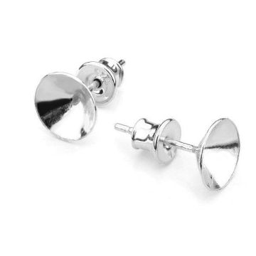 Round earrings with back stoper, crystals base*sterling silver 925