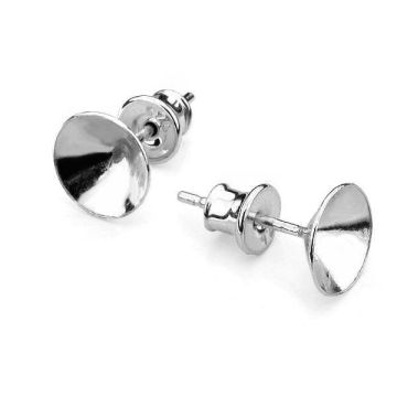 Round earrings with back stoper, crystals base*sterling silver 925*PT - Platinum Plated