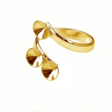 Ring base for Swarovski Xirius Chaton - T-RING OKSV 1088 6 mm x3 (1088 SS 29)*24K - Gold Plated - 0,4 µm