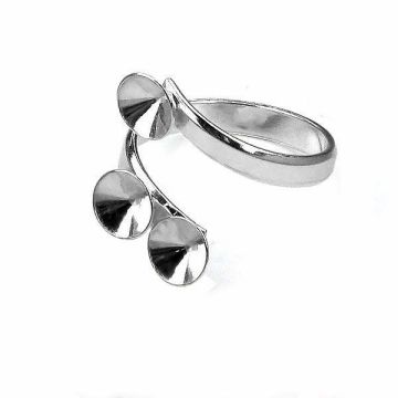 Ring base for Swarovski Xirius Chaton - T-RING OKSV 1088 6 mm x3 (1088 SS 29)*PT - Platinum Plated