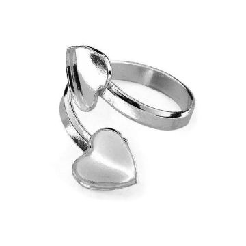 Base for rings Swarovski Hearts - D-RING HKSV 2808 10 mm x2 (2808 MM 10)*RH - White Rhodium Plated