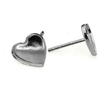 Base for earrings Swarovski heart 2808 - KLSG HKSV 2808 10 mm (2808 MM 10)*PT - Platinum Plated