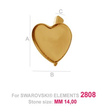 Krawat do naszyjnika - baza do Heart Flat Back*srebro AG 925*pokryte 24K złotem (żółte) - 0,4 µm