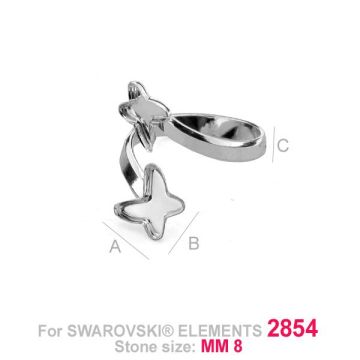 Ring setting for Swarovski butterfly - BKSV 2854 8MM DOUBLE RING