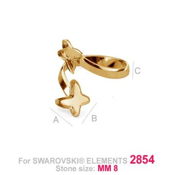 Ring setting for Swarovski butterfly - BKSV 2854 8MM DOUBLE RING*24K - Gold Plated - 0,4 µm