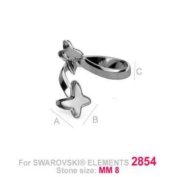 Ring setting for Swarovski butterfly - BKSV 2854 8MM DOUBLE RING*PT - Platinum Plated