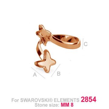 Ring setting for Swarovski butterfly - BKSV 2854 8MM DOUBLE RING*18K - Rose Gold Plated - 0,4 µm