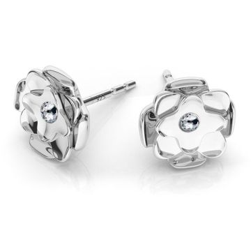 Rose earrings with Swarovski crystals, sterling silver 925, KLS ODL-00009 9x13,5 mm ver.2