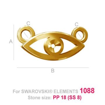 ODL-00026 ver.1 - Silver evil eye (1088)*24K - Gold Plated - 0,4 µm