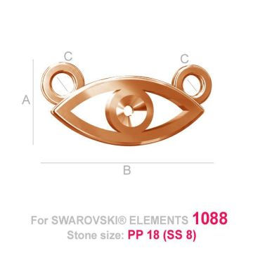 ODL-00026 ver.1 - Silver evil eye (1088)*18K - Rose Gold Plated - 0,4 µm