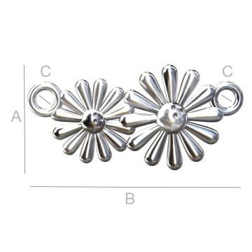 Flower pendant connector - daisy, sterling silver 925, ODL-00035 11x22 mm