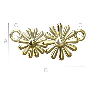 Flower pendant connector - daisy, sterling silver 925, ODL-00035 11x22 mm*24K - Gold Plated - 0,4 µm