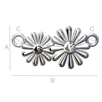 Flower pendant connector - daisy, sterling silver 925, ODL-00035 11x22 mm*RH - White Rhodium Plated