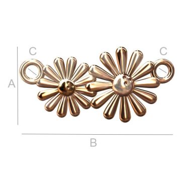 Flower pendant connector - daisy, sterling silver 925, ODL-00035 11x22 mm*18K - Rose Gold Plated - 0,4 µm