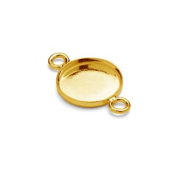 Connettore pendente rotondo, base in resina, argento 925, CON 2 FMG-R 1,1x10 mm*24K - Placcato oro - 0,4 µm