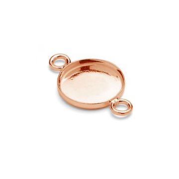 Connettore pendente rotondo, base in resina, argento 925, CON 2 FMG-R 1,1x10 mm*18K - Placcato oro rosa - 0,4 µm