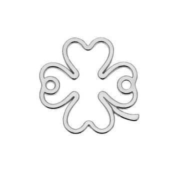 Clover lace connector - LK-0447 13x13 mm*RH - White Rhodium Plated