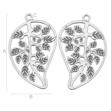 Zawieszka ażurowa - liść (L+R)*srebro AG 925