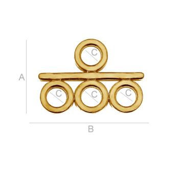 Element łączący - 4xKC*srebro AG 925*pokryte 24K złotem (żółte) - 0,4 µm