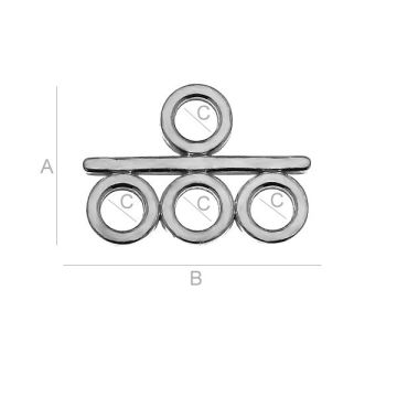 Element łączący - 4xKC*srebro AG 925*pokryte RH (jasny rod)