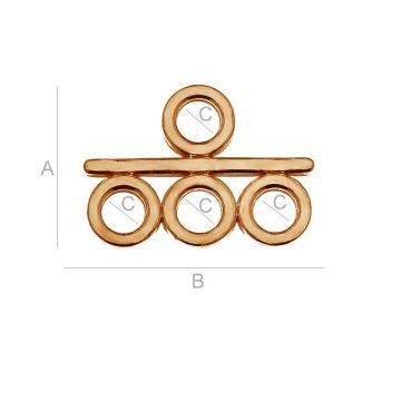 Element łączący - 4xKC*srebro AG 925*pokryte 18K złotem (różowe) - 0,4 µm