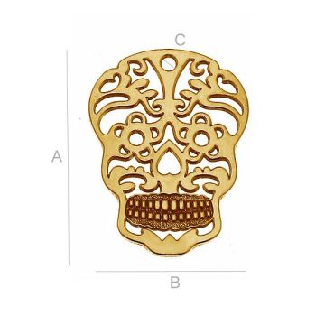 Zawieszka ażurowa - cukrowa czaszka*srebro AG 925*pokryte 24K złotem (żółte) - 0,4 µm