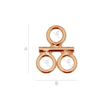 Element łączący - 3xKC*srebro AG 925*pokryte 18K złotem (różowe) - 0,4 µm