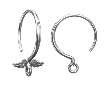 Round ear wires - wings*sterling silver 925*PT - Platinum Plated