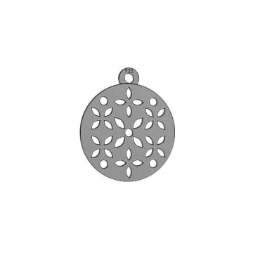 Round tag with flowers - LK-0541 13x15 mm*BRH - Black Rhodium Plated