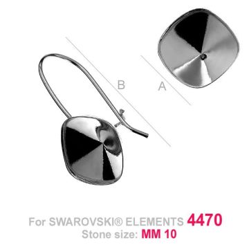 Earrings base Swarovski 4470 - OKSV 4470 10 MM BZ ver.3 B*PT - Platinum Plated