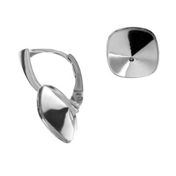 Cushion crystals earrings base, sterling silver 925, BA ver.A SET OKSV 4470 12 mm (4470 MM 12)