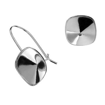 Cushion crystals earrings base, sterling silver 925, BZ ver.A OKSV 4470 12 mm (4470 MM 12)*PT - Platinum Plated