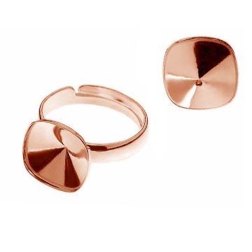 Cushion crystals ring base, sterling silver 925, U-RING ver.A OKSV 4470 12 mm (4470 MM 12)*18K - Rose Gold Plated - 0,4 µm