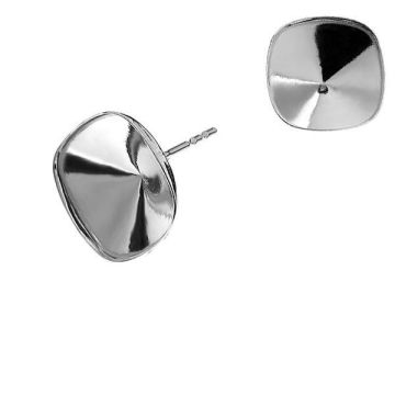 Cushion crystals earrings base, sterling silver 925, KLS OKSV 4470 12 mm (4470 MM 12)